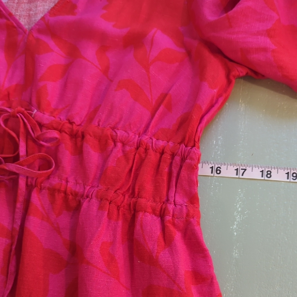Kate Spade x Target Maxi Dress Classic Rose Linen Long Sleeve size Medium - Picture 10 of 11